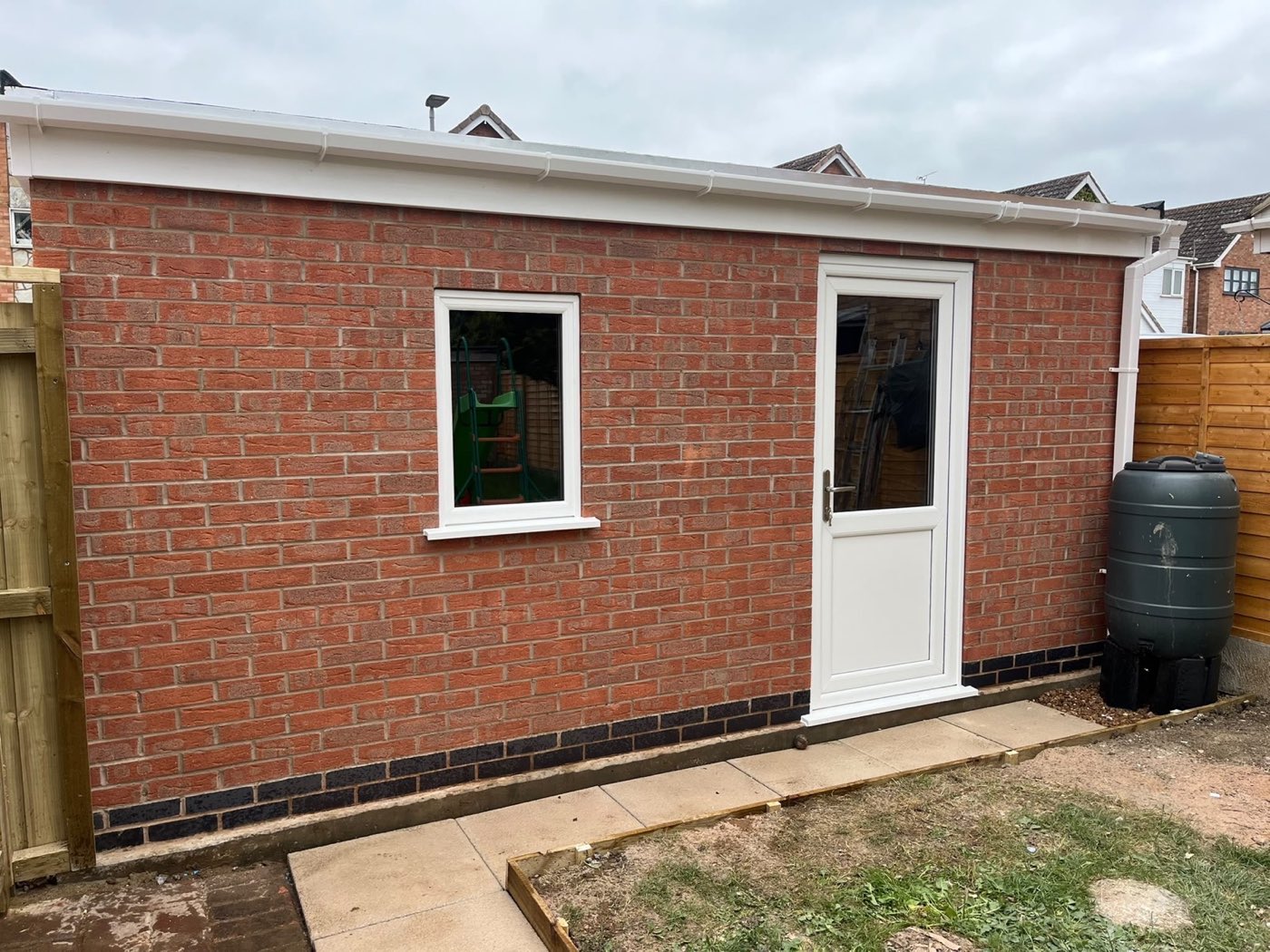Brick garage — Front