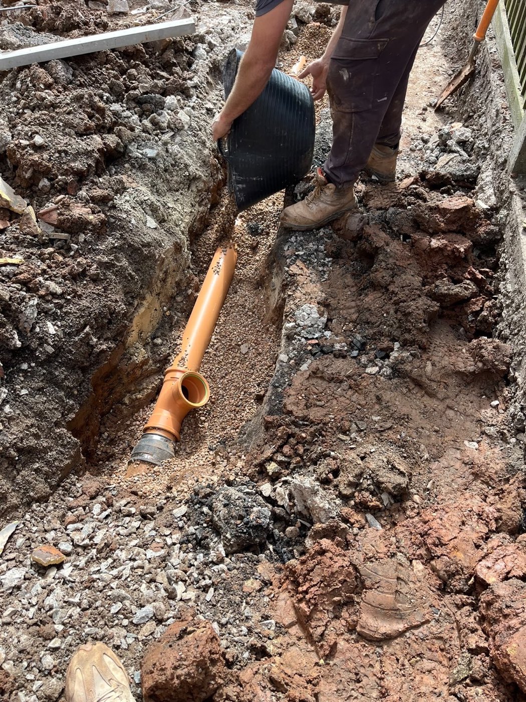 Drainage run — Pipe laid