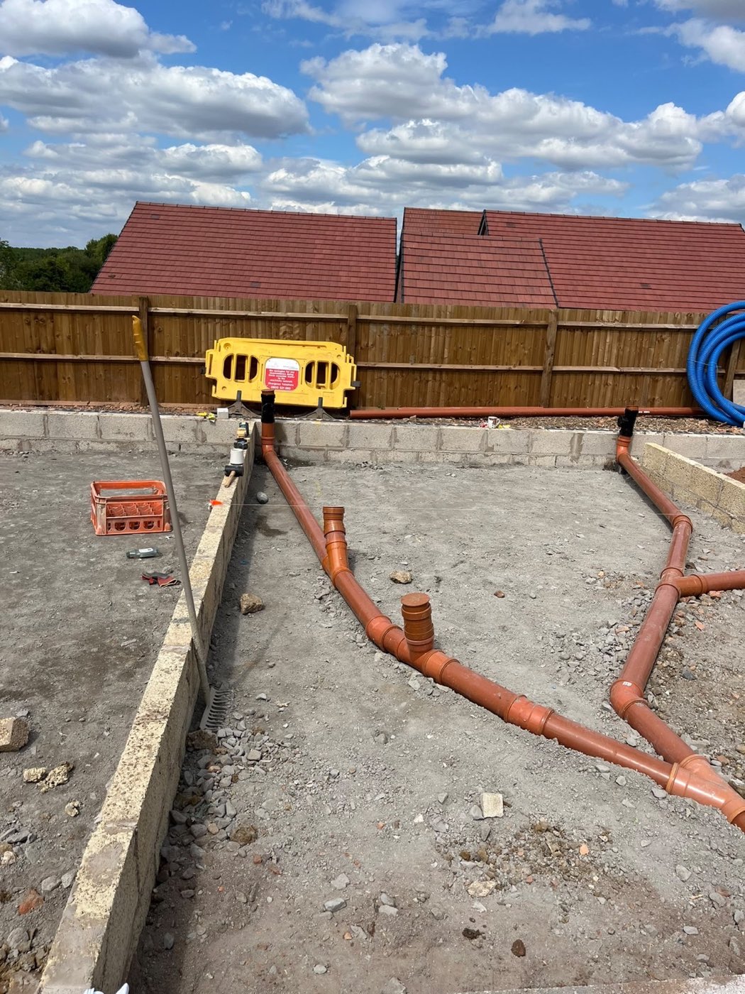 Services and slab — Pipework