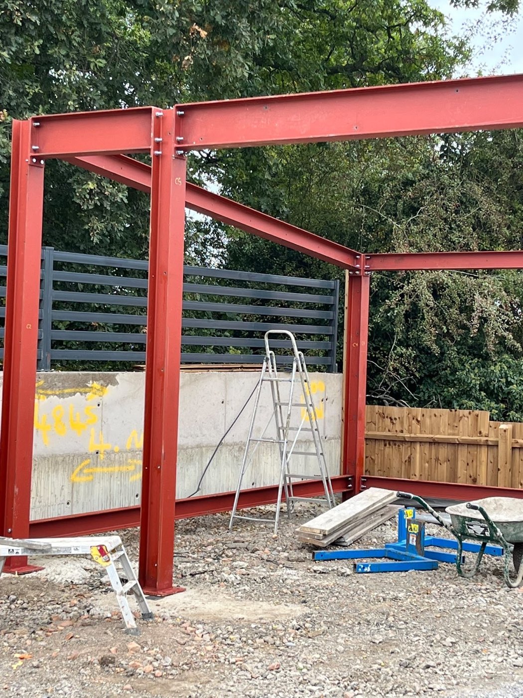 Steel frame and canopy — Frame up