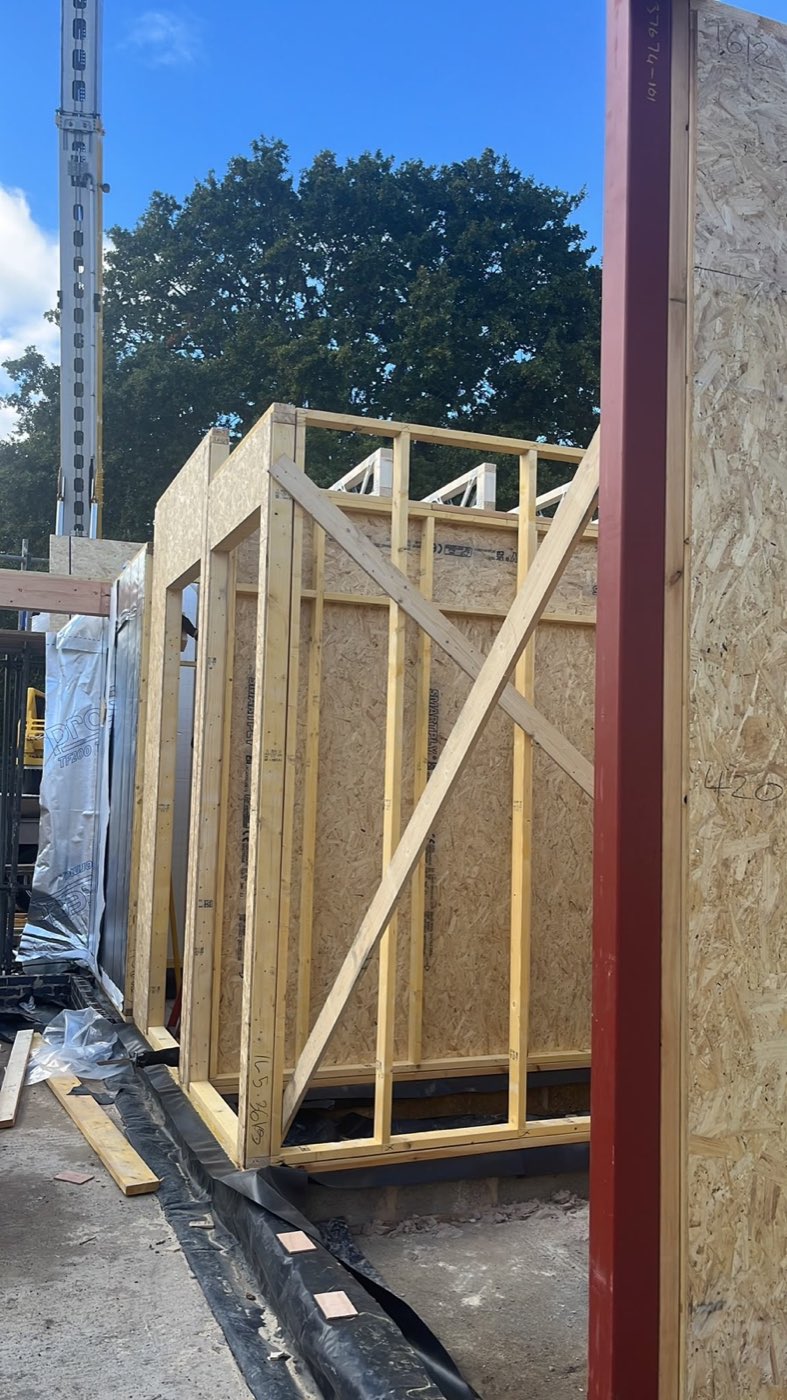 Timber frame build — Panels up